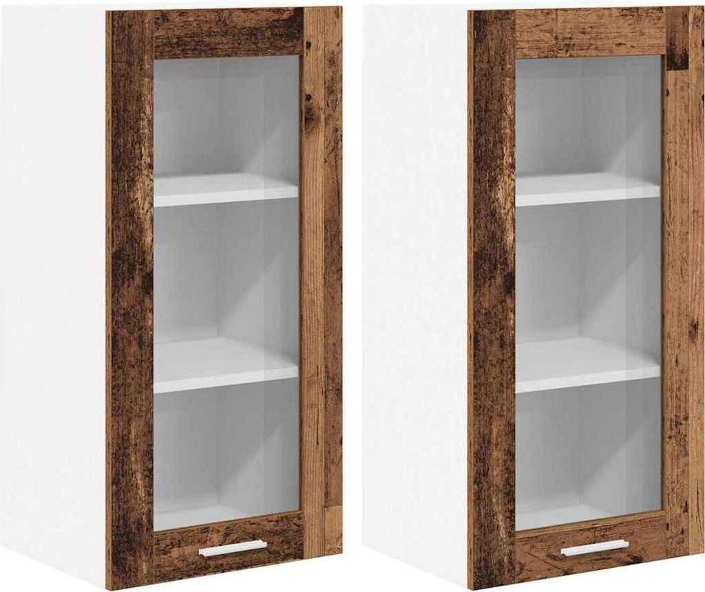vidaXL Hängeschrank 2 pcs Altholz 40 x 31 x 80 cm Holzwerkstoff
