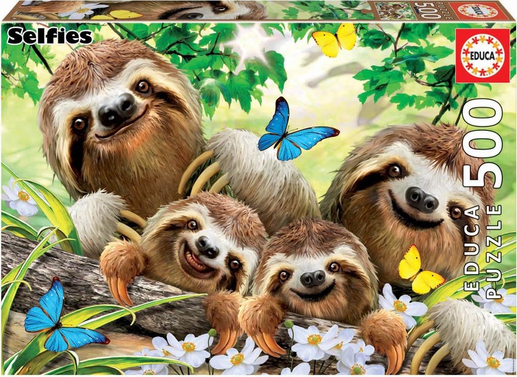 Educa - Faultierfamilie Selfie 500 Teile Puzzle Produktbild 