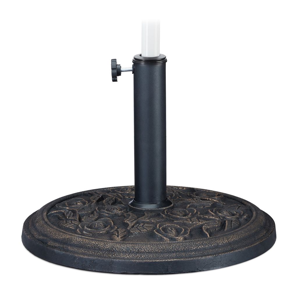 relaxdays Sonnenschirmständer schwarz-gold Rosen