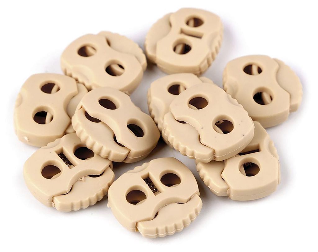 10 Kordelstopper mit zwei Löchern 20x20mm, Durchzug 5mm - Produktbild 