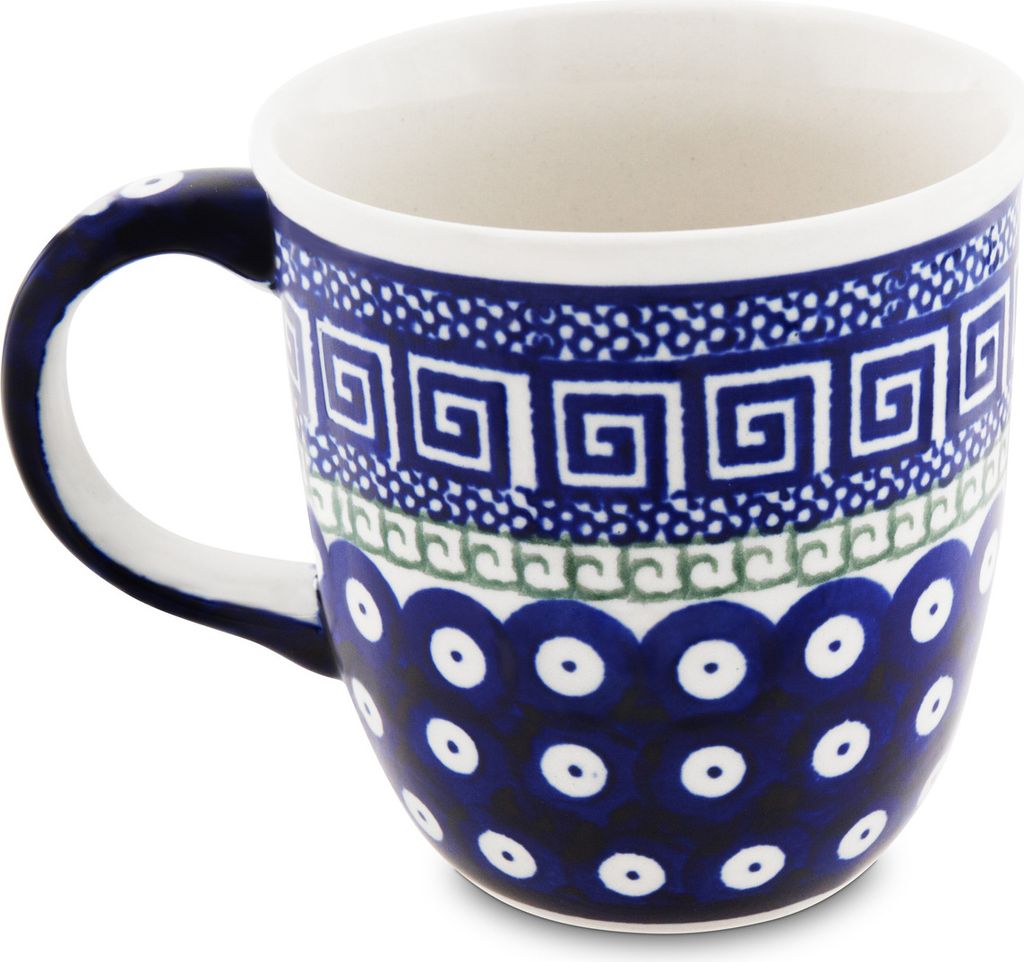 Original Bunzlauer Keramik 350 ml Kaffeebecher Teetasse Pott Tasse Becher Ø 9,3 cm, H 9,7 cm Dekor 923