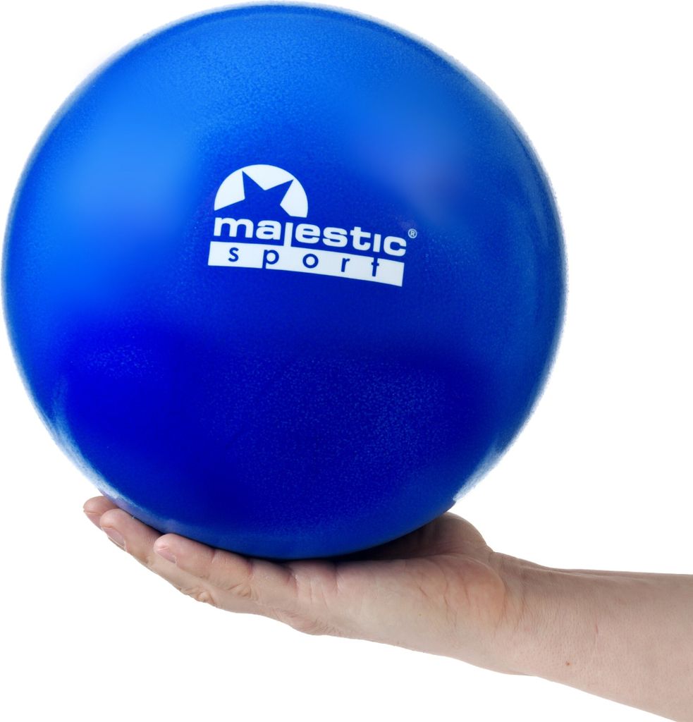 Majestic Sport Mini Gymnastikball, 25cm Soft Pilates Ball, Gymnastikball klein mit aufblasbarem Strohhalm für Yoga, Blau.