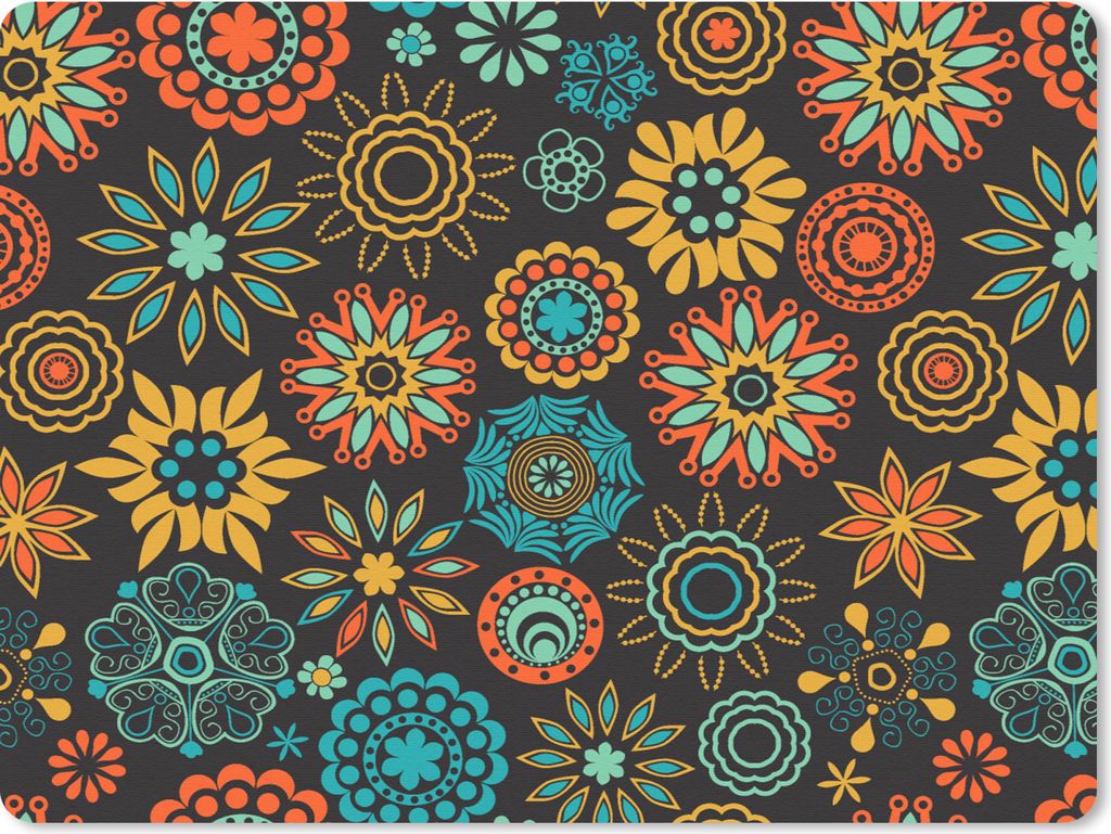 MuchoWow Mauspad Mousepad Bohème - Vintage - Blume - Flora 23x19 cm - Mousepads - Maus Mat - Pad - Mausunterlage - Schreibtischunterlage - Mauspad