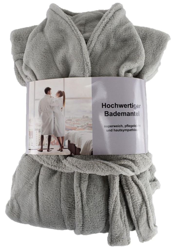 Hochwertiger Bademantel mit weicher Struktur in Grau S - XL Produktbild 