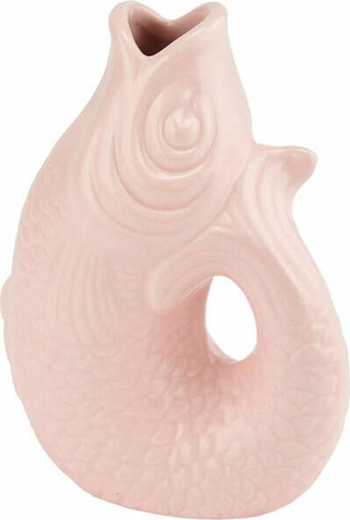 Gift Company Vase Monsieur Carafon XS, Dekovase in Fisch-Form, Steingut, Sea Pink, 13 cm, 1087402012