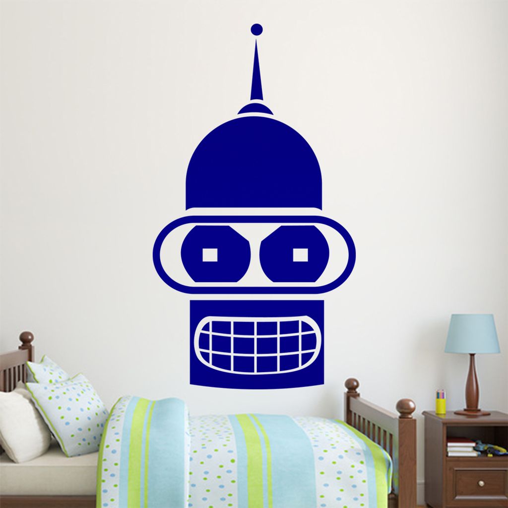 KIWISTAR Roboter Kopf - Metall Mond Weltall Wandtattoo in 6 Größen - Wandaufkleber Wall Sticker - Dekoration, Küche, Wohnzimmer, Schlafzimmer, B...