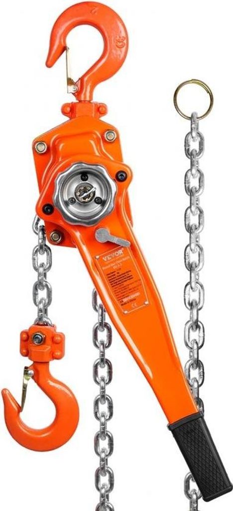 Ratschenkettenzug aus Stahl, 1,5 t Tragfähigkeit, Seilzug mit 2,8 m Hubhöhe, Hebelzug, Hubkette Ø 8 x 24 mm, Zugkraft 240 N, robuste Doppelklink...