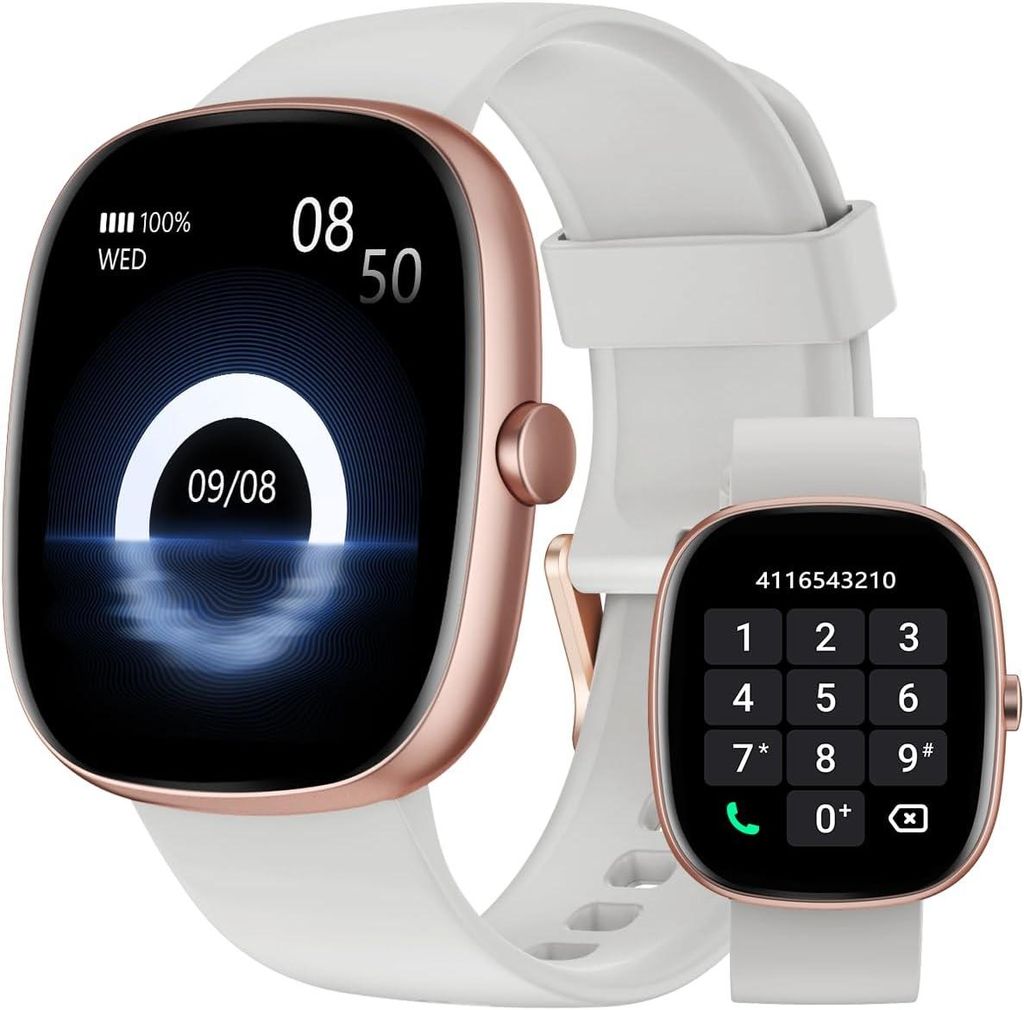 HUAKUA 1.85 Zoll Smartwatch mit Telefonfunktion 100+ Sportmodi Herzfrequenz & SpO2 Messung Schlaf und Fitness Tracking IP68 wasserdicht