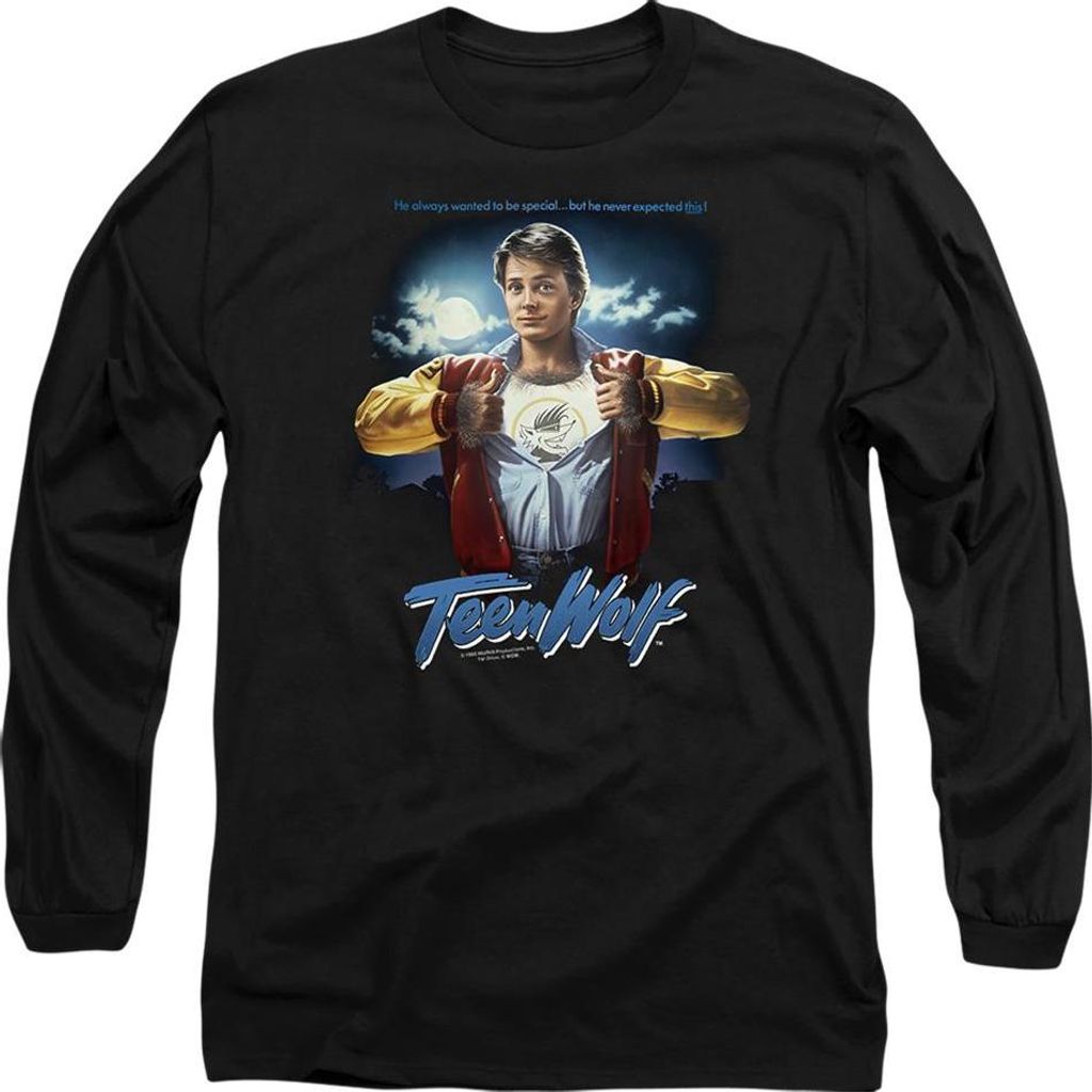 Teen Wolf - T-Shirt für Herren/Damen Uni, Langärmlig TV28244 (S) (Schwarz)