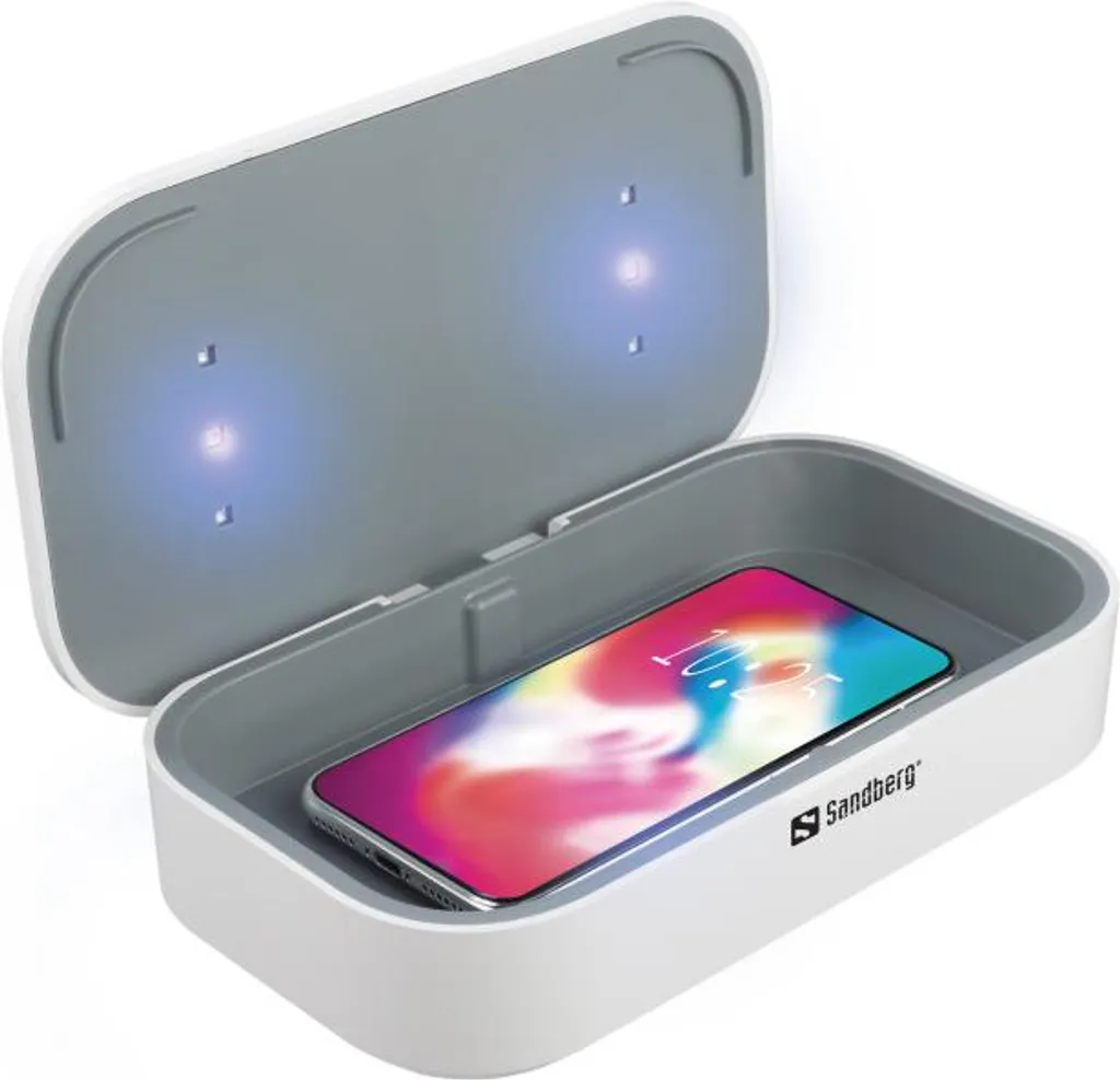Boîtier de Stérilisation UV Sandberg avec Charge Induction USB-C Blanc