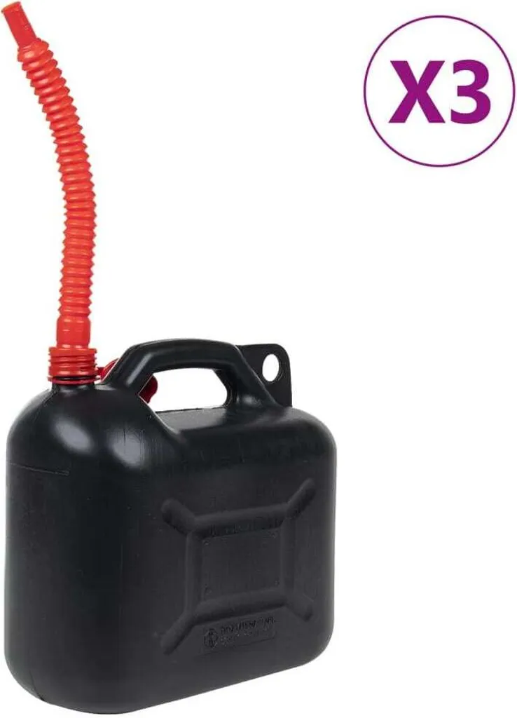 Tanica di benzina con beccuccio flessibile 3 pz. nero 10 l