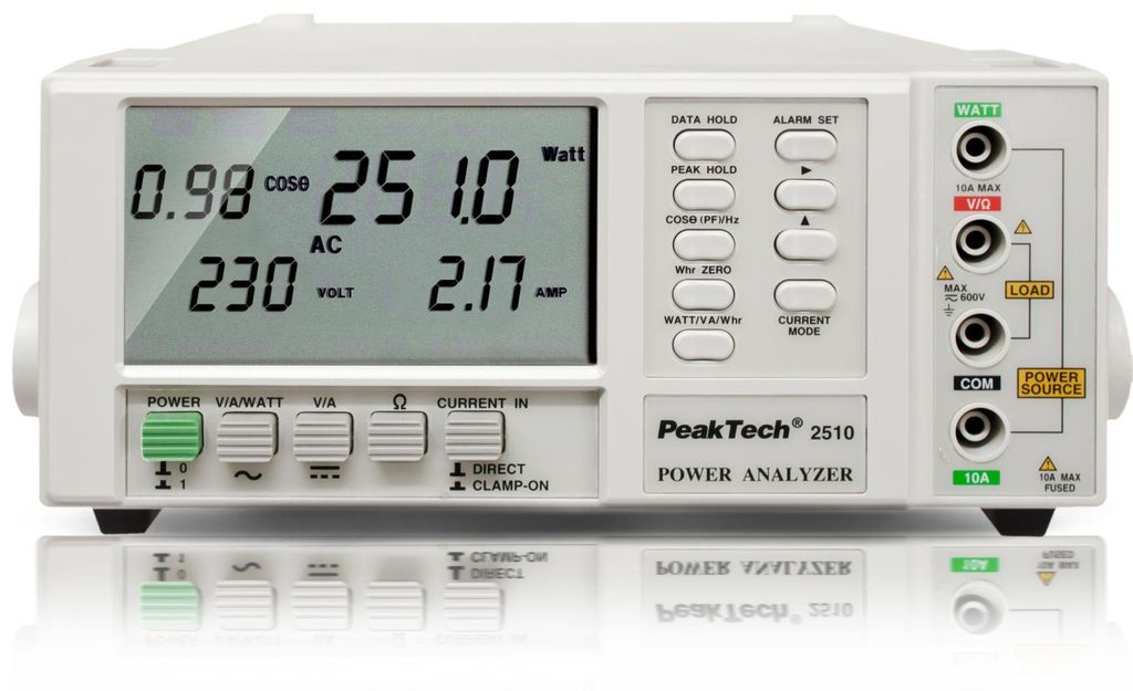 PeakTech P 2510 Leistungsanalysator 1-Phasen mit RS-232 – Energie-Messgerät für Spannung, Strom, Leistung & Netzqualität