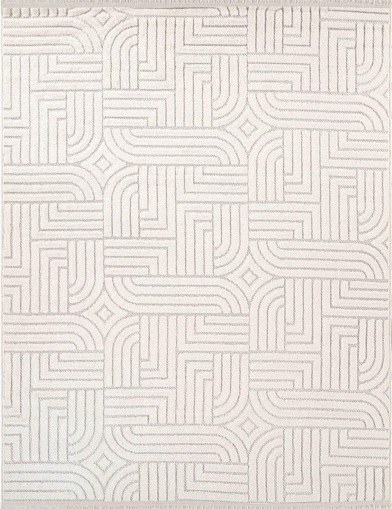 Teppich mit geometrischem Relief in Ecru 120x180
