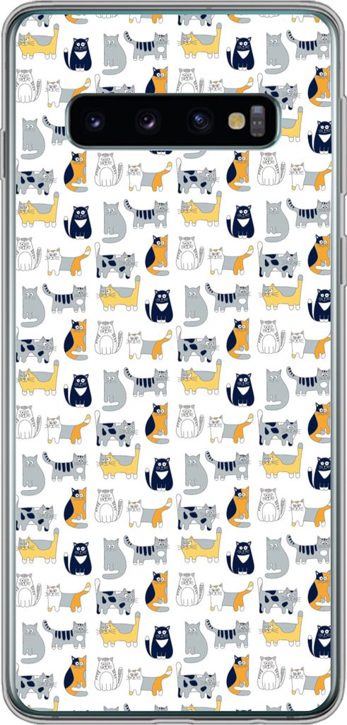 MuchoWow Handyhülle Schutzhülle Hülle für Telefoonhoesje Samsung Galaxy S10 Muster - Katze - Kater - Jungen - Mädchen - Kinder - Kind Siliko...