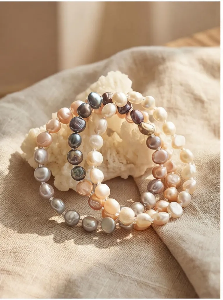 Regalo Donna: Bracciale Perle Vere Barocche 8-9mm Qualità AA - 9