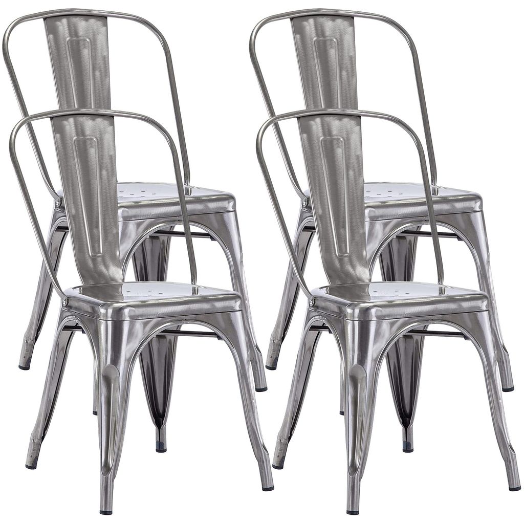4 stoelen voor de keuken, eetkamerstoelen van metaal, met Productafbeelding 
