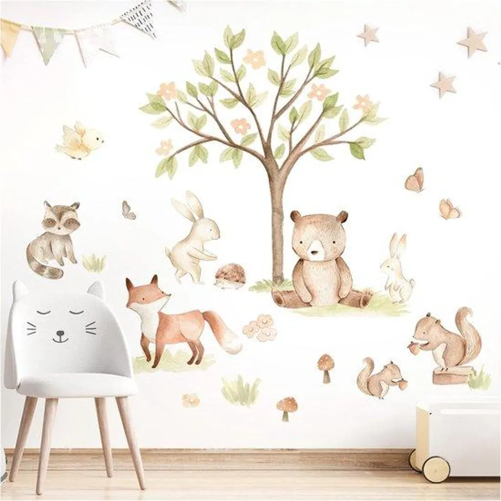 Frise murale autocollante animaux pour décoration de chambre d'enfant