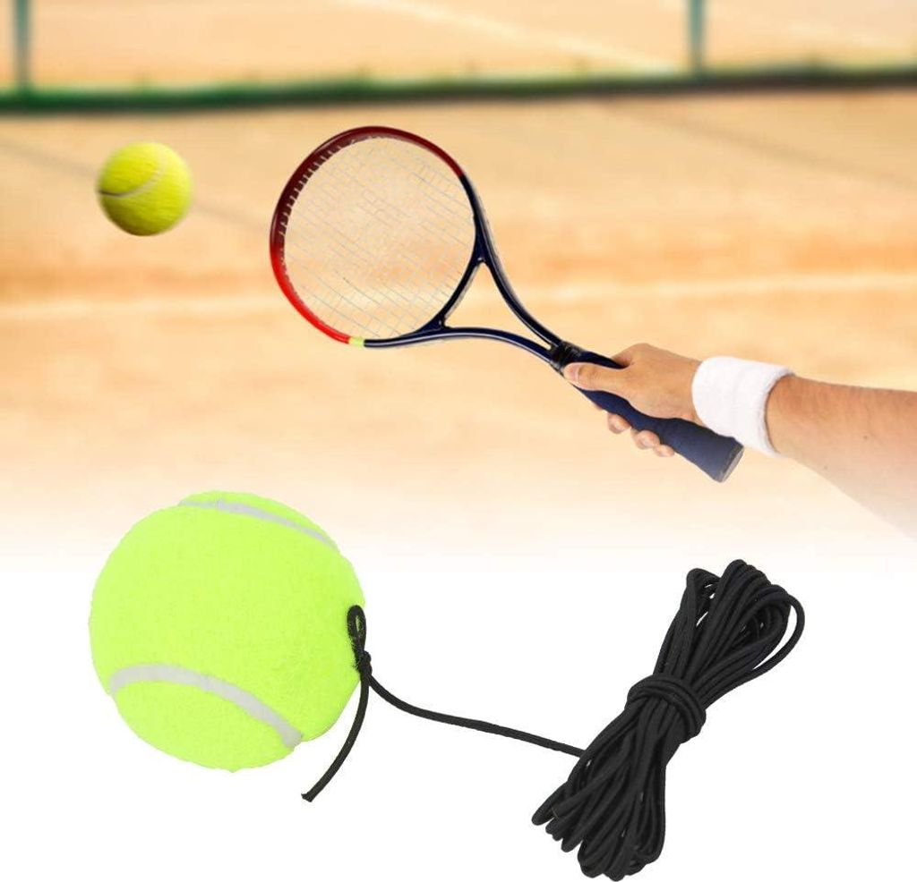 Tennis Trainingsball mit Schnur - Tennis Trainer Rückprallball für Kinder - Tennisball Trainer Set mit 4M Gummielastischem Seil.