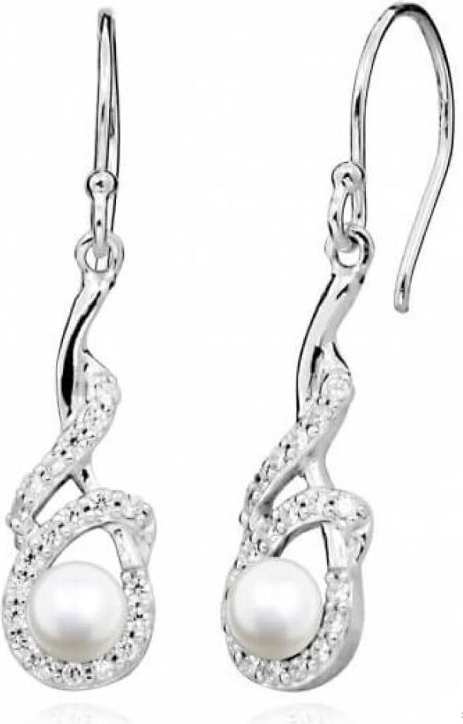 Gentle earrings with pearl and zircons SC414