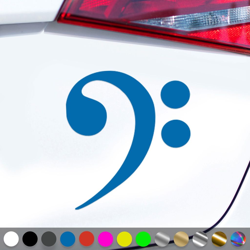 PantherPixel Bassschlüssel Aufkleber Bassist Notenschlüssel Sticker Auto Geschenkidee Farbe Blau