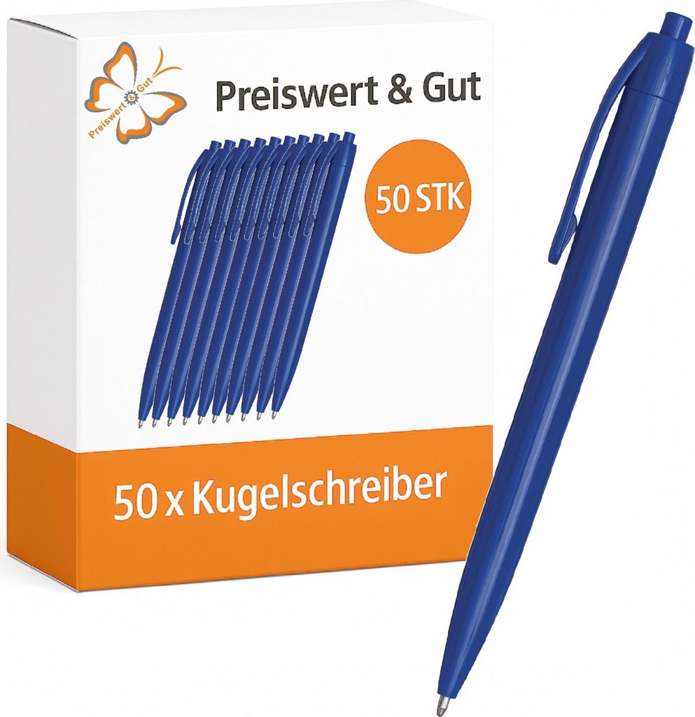 50x Druckkugelschreiber Kugelschreiber Kunststoff blau Produktbild 