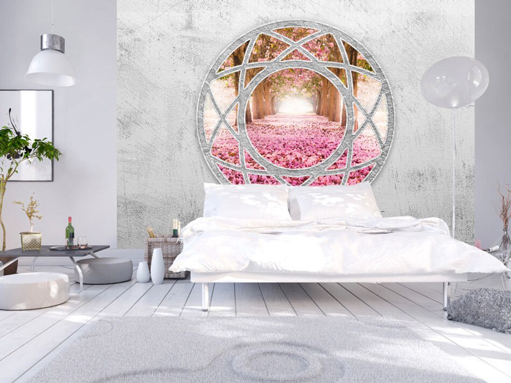 Vlies Fototapete 350x256 cm Tapeten Wandtapete XXL FENSTER WAND BETON FENSTERROSE f-A-0209-a-b