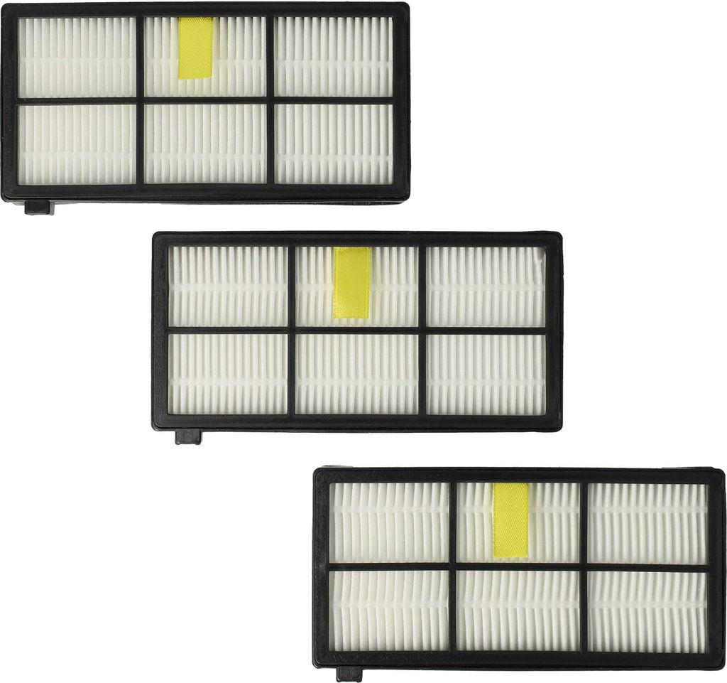 vhbw 3x Staubsaugerfilter kompatibel mit iRobot Roomba 860, 800, 890, 885, 886, 870, 880, 871, 866, 876, 900 Staubsauger - HEPA-Filter Schwarz Weiß
