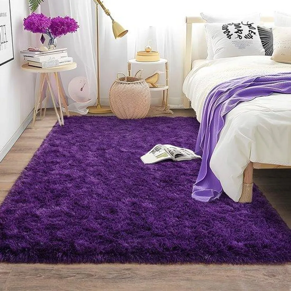 Tapis violet antidérapant 120x160 cm : confort et sécurité au salon