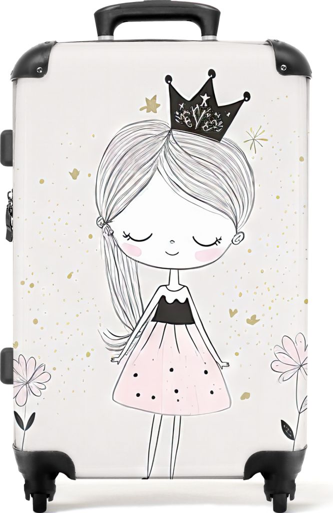 NoBoringSuitcases.com Großer Koffer - Prinzessin - Kleid - Krone - Blumen - Mädchen - Kombinationsschloss TSA - Hartschalen Trolley 4 Rollen - ...
