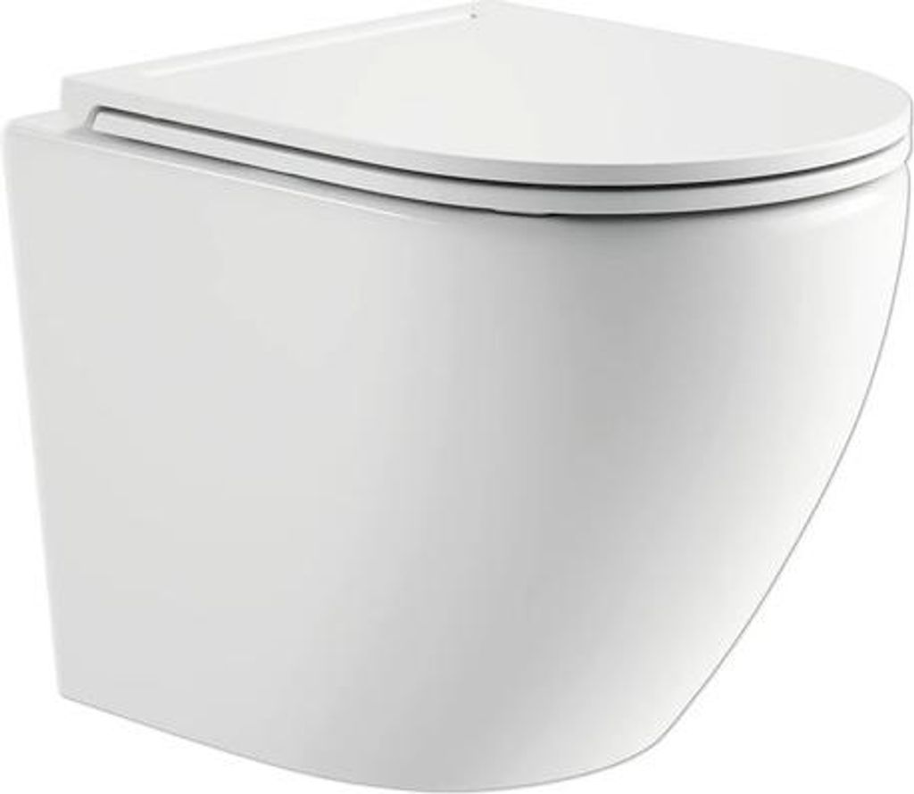 Jungborn Wand-WC Set FOUR Tiefspüler ohne Spülrand erhöht weiß glänzend mit WC-Sitz (Absenkautomatik, Quick-Release leic