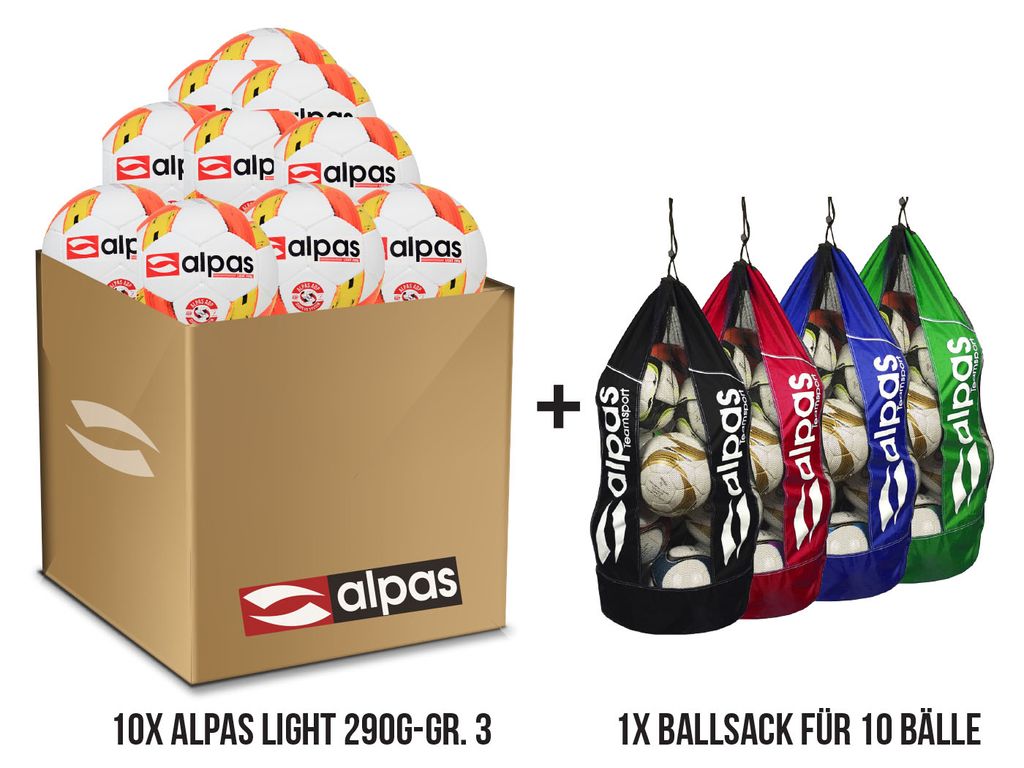 Alpas 10x Leichtball 290g - Gr. 3 + 1x Ballsack /Ballpaket Produktbild 