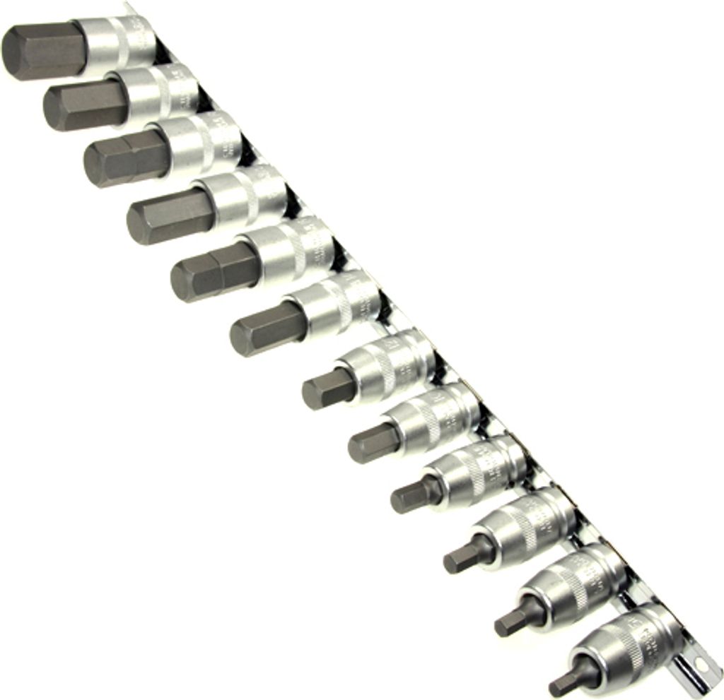 12 Innensechskant Kraft 1/2" Steckschlüsseleinsatz 5-22mm 6-kant auf Steckleiste