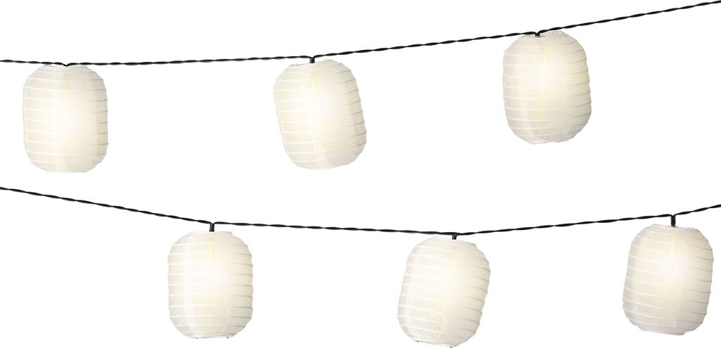LED Solar Lichterkette Lampions 4,5m Nylon Weiß / Warmweiß Produktbild 