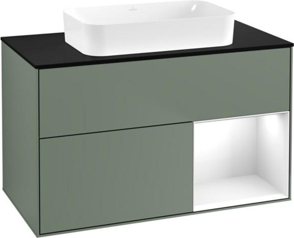 V&B Waschtischunterschrank Wandbeleuchtung Finion 100x60,3 cm, Rg r g wh. Lac, Oli. m Lac