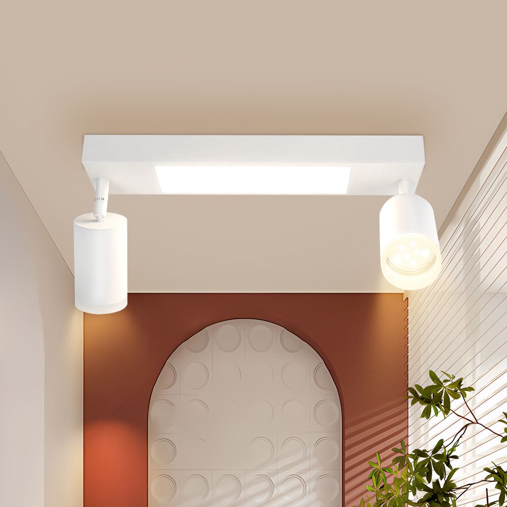 ZMH Deckenleuchte Led Deckenstrahler GU10 2 Flammig - Deckenlampe Weiß 3000k Warmweiß 20W Schlafzimmerlampe Schwenkbar 350° Deckenspot
