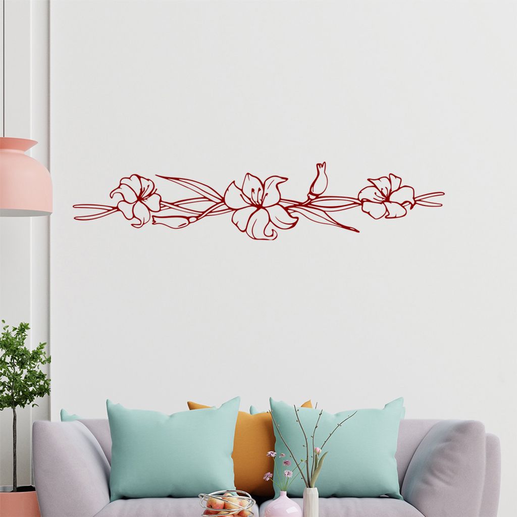 Blumen - Ranken Wandtattoo in 6 Größen - Wandaufkleber Wall Sticker - Dekoration, Küche, Wohnzimmer, Schlafzimmer, Badezimmer