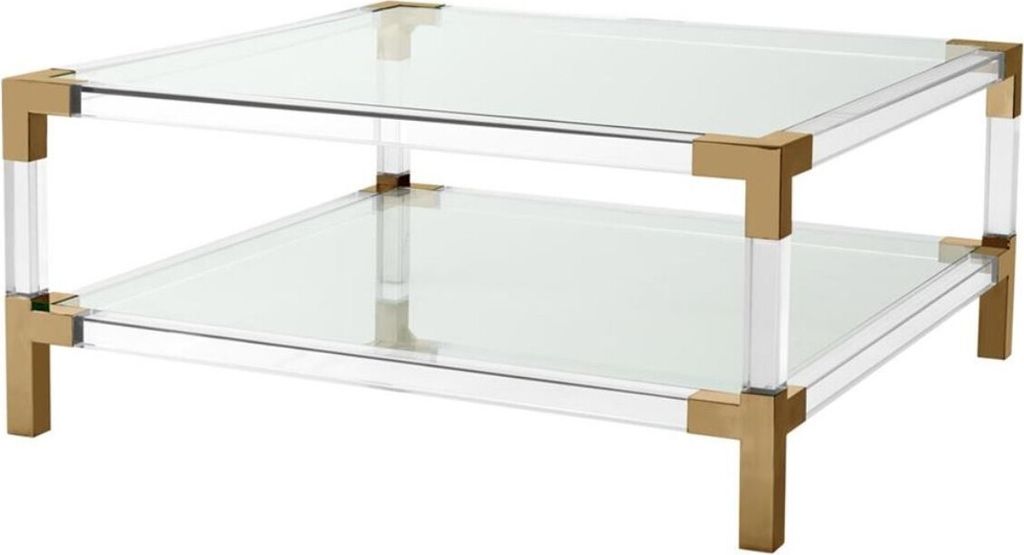 Casa Padrino Luxus Couchtisch Messingfarben 100 x 100 x H. 45 cm - Wohnzimmer Möbel