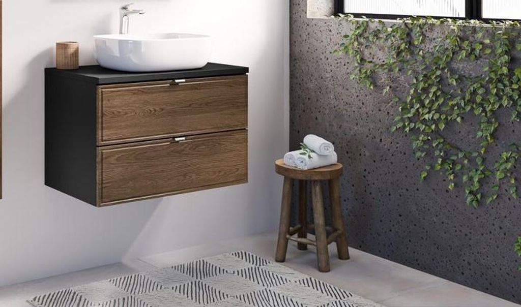 Badmöbel Set mit Aufsatzwaschbecken TALIA CASELLA 80 cm MDF SOFT-CLOSE LED Waschtisch