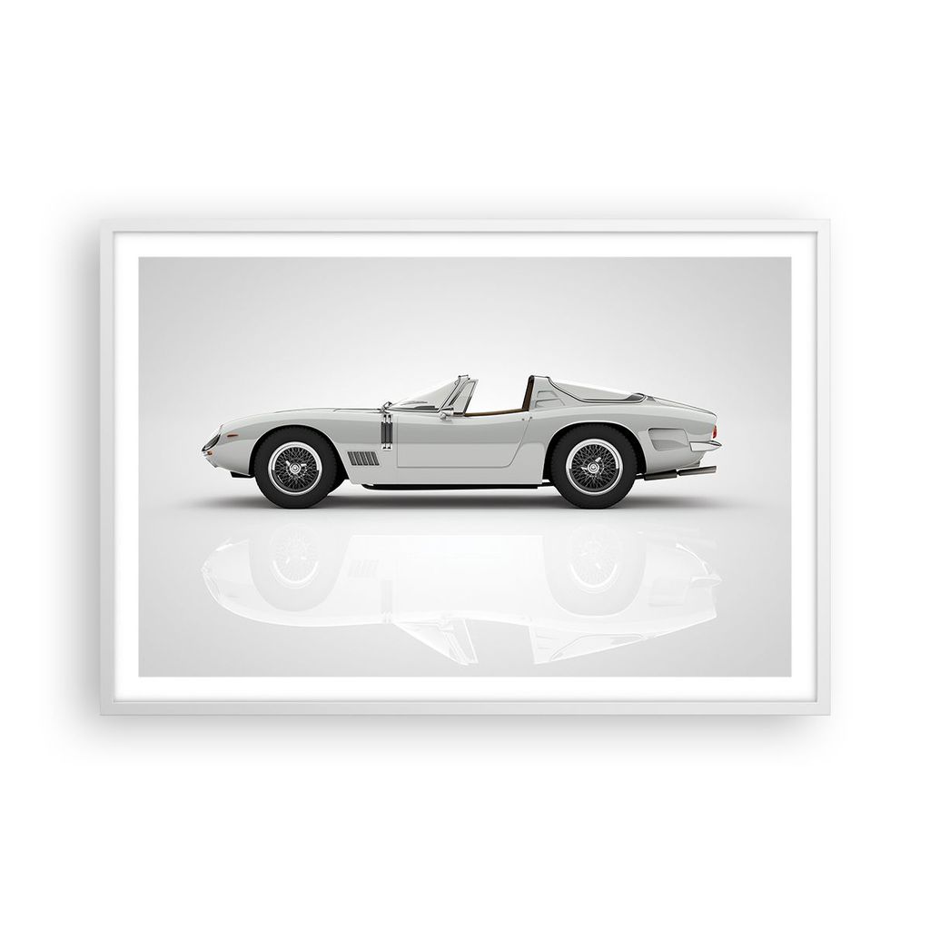 Gerahmtes Poster - Weißer Rahmen - Sportlich Auto Vintage - 91,5x61 cm - Wand Bild - Wanddeko - Wandbilder - Kunstposter - Wandposter - Bilderrahm...