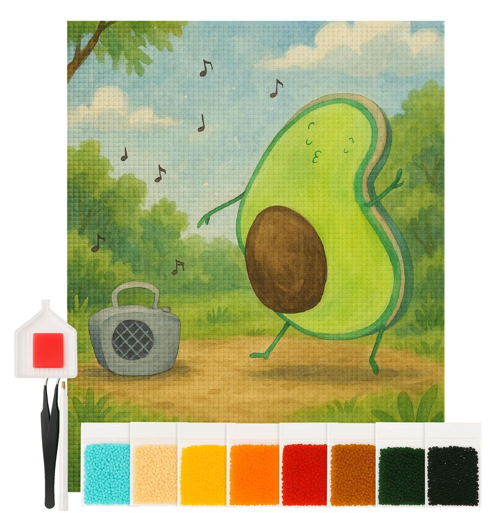 Mr. & Mrs. Panda Diamond Painting Avocado Tanzen Design 40 x 50 cm Mit Rahmen - Weiß - Geschenk, Party, Diamant Malen, bilder, Fröhlich, mosaik, ...