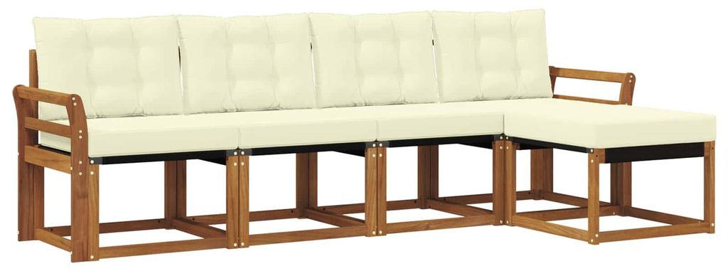 vidaXL Outdoor-Sofagarnitur mit Kissen 5 pcs Natur und Creme