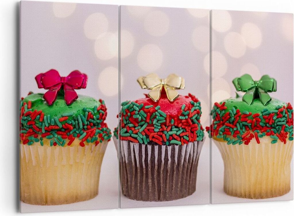 Bild auf Leinwand - Leinwandbild - Cupcakes Dessert Kuchen gebacken - 165x110cm - Wand Bild - Wanddeko - Leinwanddruck - Bilder - Kunstdruck - Lein...