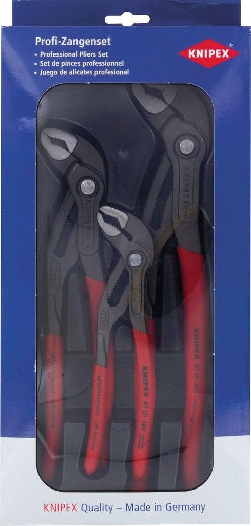 A retail package containing a set of pliers.