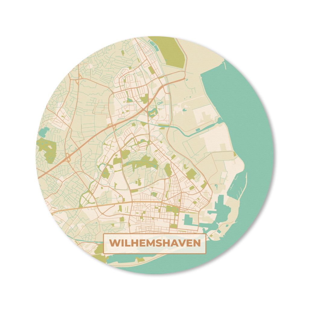 MuchoWow Mauspad Mousepad Wilhelmshaven - Karte - Stadtplan - Vintage 40x40 cm - Mousepads - Maus Mat - Pad - Mausunterlage - Schreibtisch Access...