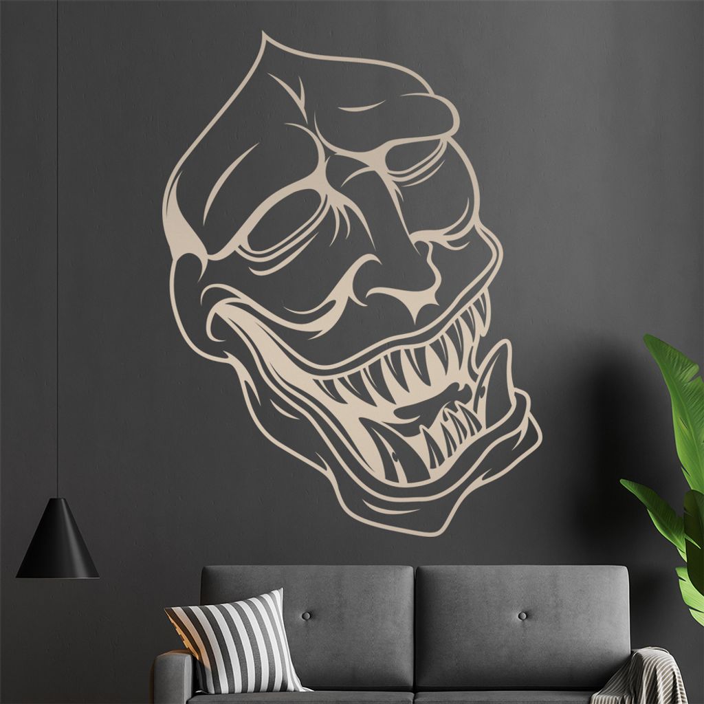 KIWISTAR Oni Yokai abgrundtief böse Dämonen Wandtattoo in 6 Größen - Wandaufkleber Wall Sticker - Dekoration, Küche, Wohnzimmer, Schlafzimmer,...