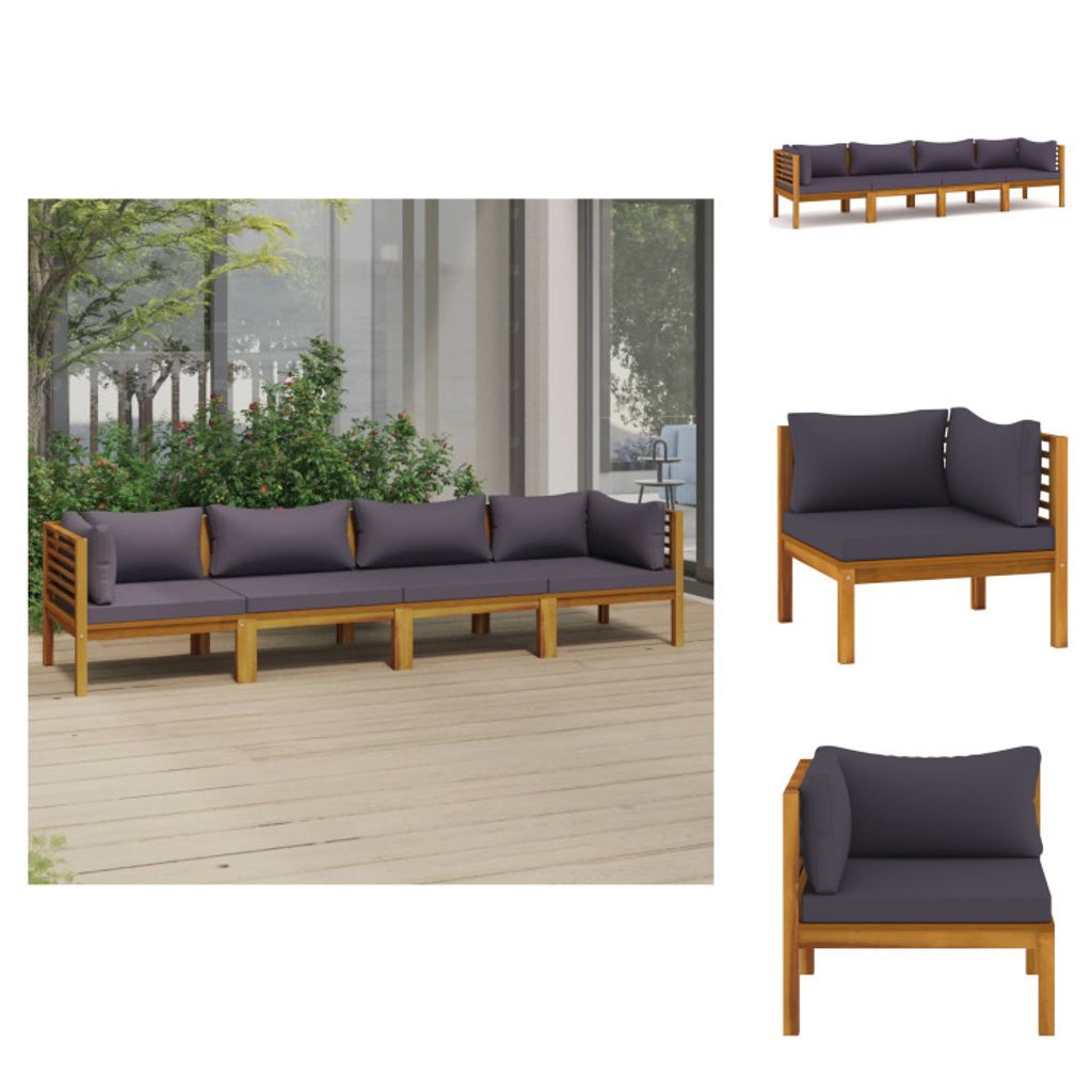 vidaXL 4-Sitzer-Gartensofa mit Kissen Massivholz Akazie - Gartenmöbel-Sets