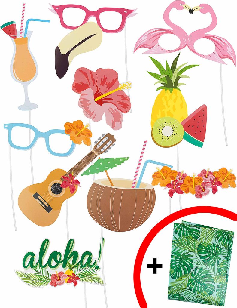 Hawaiisticker-Set mit Glanzpapier 11-teilig bunt - Einheitsgröße