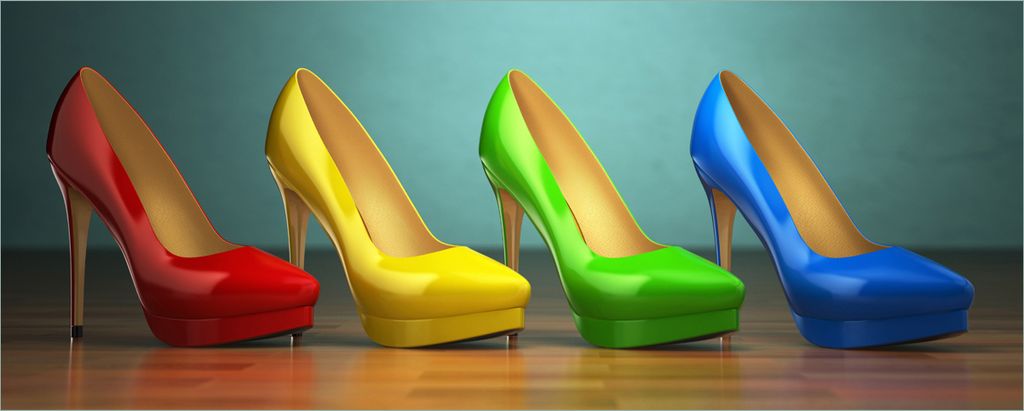Wallario selbstklebendes Poster - Bunte Schuhe - High Heels für Frauen, Größe: 50 x 125 cm
