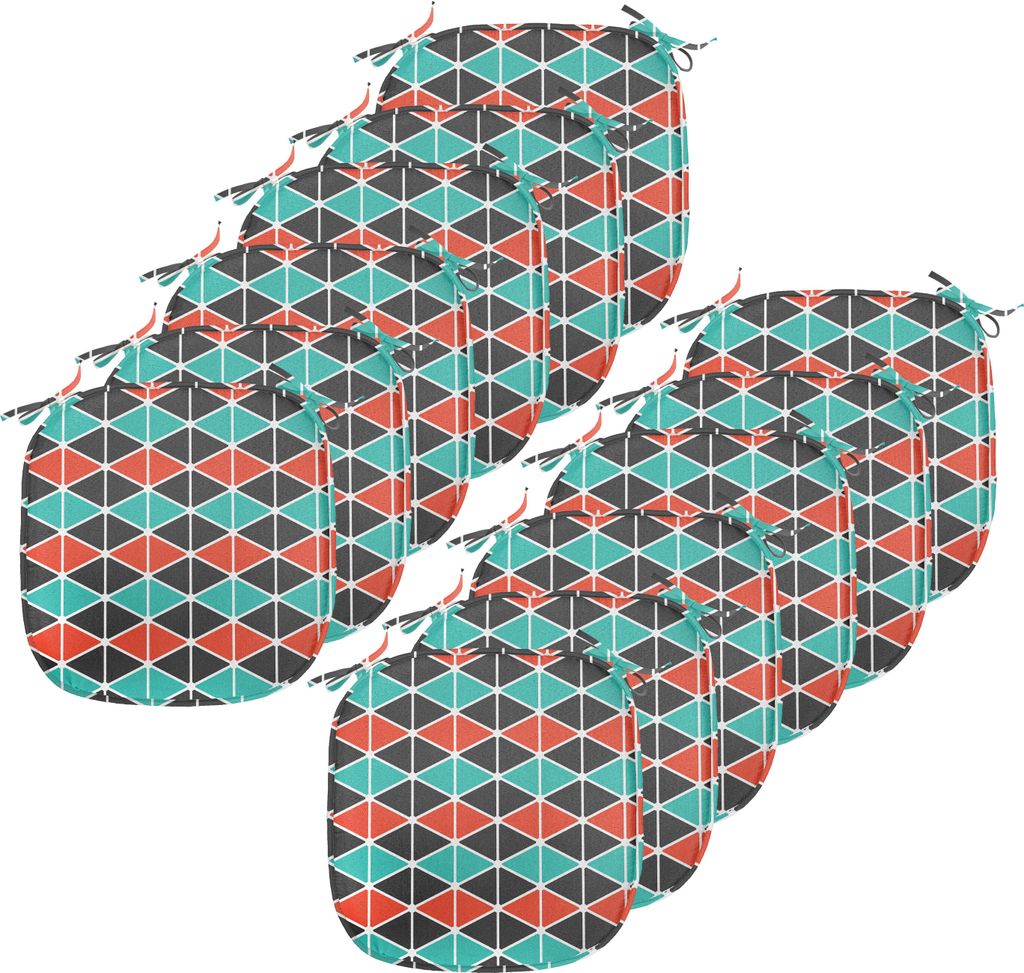 ABAKUHAUS Geometrisch Polster für Esszimmerstühle, Triangles Hexagons, Dekoratives wasserfestes Kissen mit Riemen für Küchensitze, 40 cm x 40 c...
