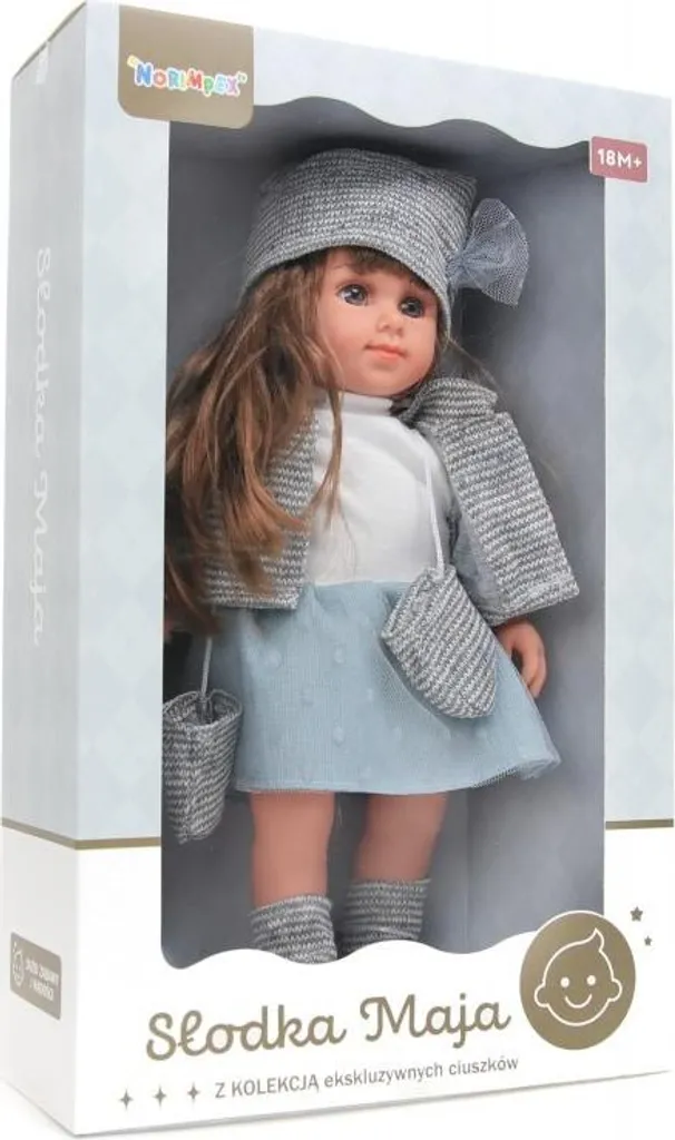 Poupée Sweet Maya Pull Gris en Coton Bio - Finition Artisanale 35cm